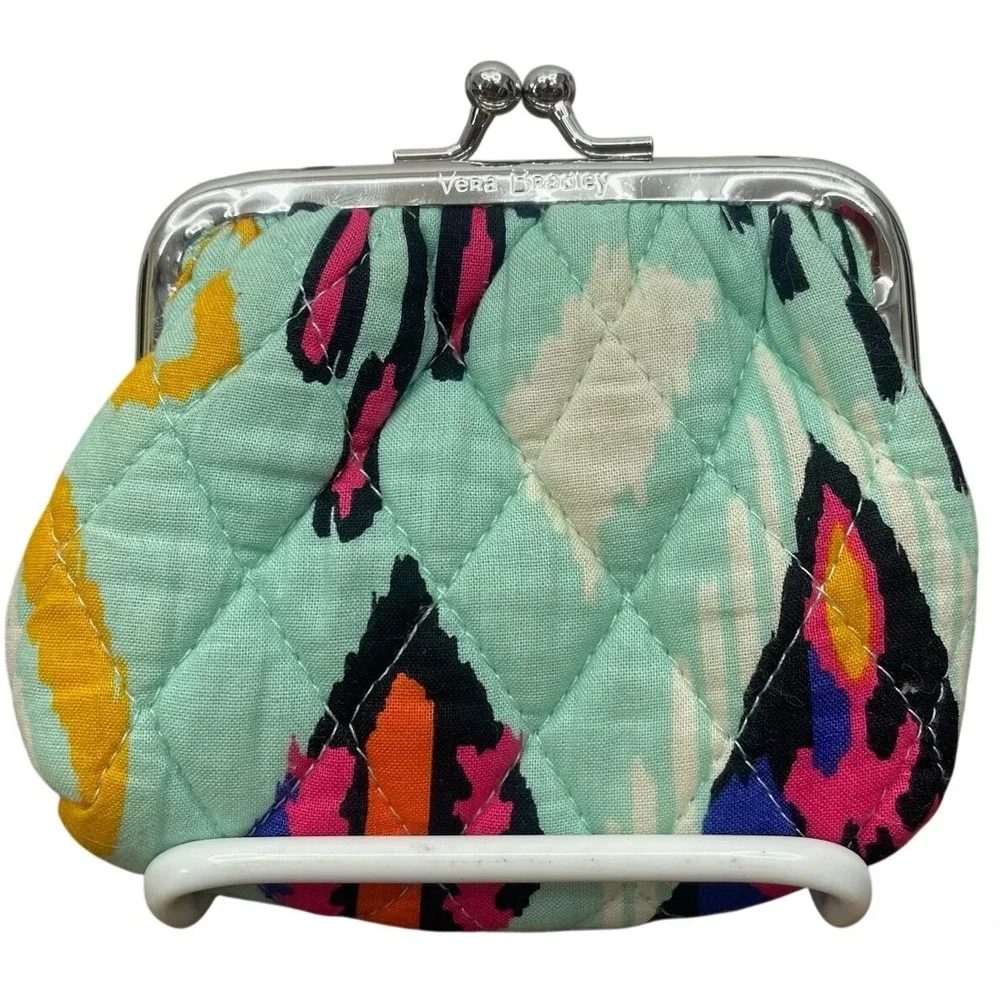 Vera Bradley Pueblo Coin Purse Kiss Lock Wallet Quilted Retired - Picture 2 of 10